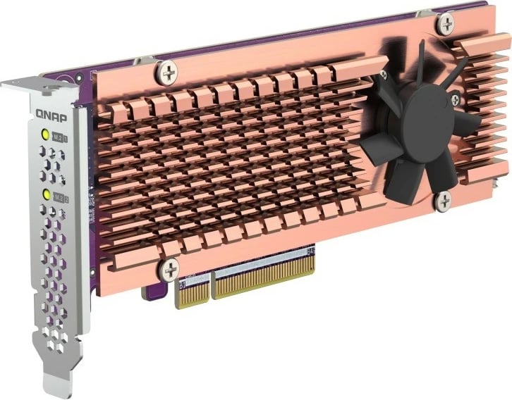 Kartë zgjerimi QNAP QM2-2P-384A, 2x M.2 NVMe, PCIe 3.0, me ftohje, Portokalli