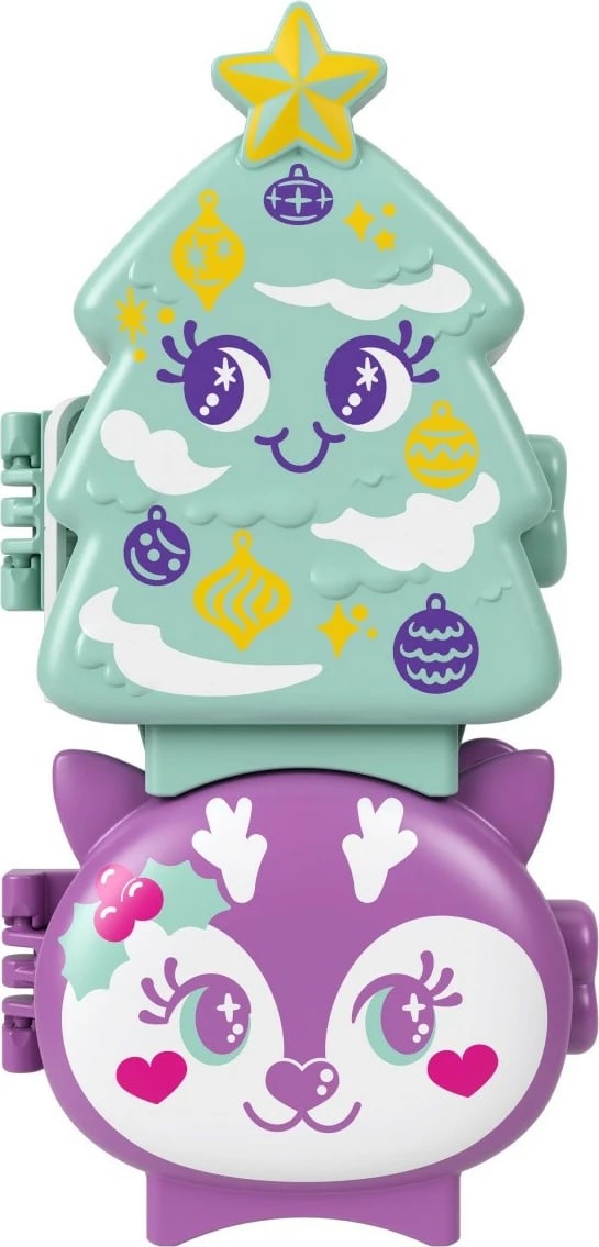 Set lodrash Polly Pocket Christmas Compact 2-pack, Mattel, JGM53, me figurina dhe aksesorë, shumëngjyrësh