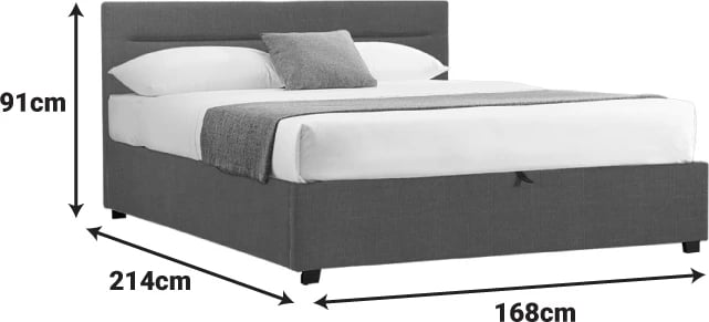 Krevat Molito me hapësirë për depo, ngjyrë gri e errët, 160x200cm