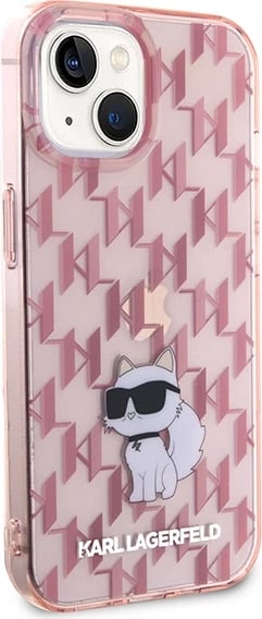 Mbështjellës Karl Lagerfeld Monogram Choupette për iPhone 15, Rozë