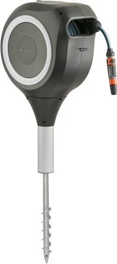 Kasetë automatike për zorrë uji Gardena RollUp M, 20m, 0-360°, e zezë/gri