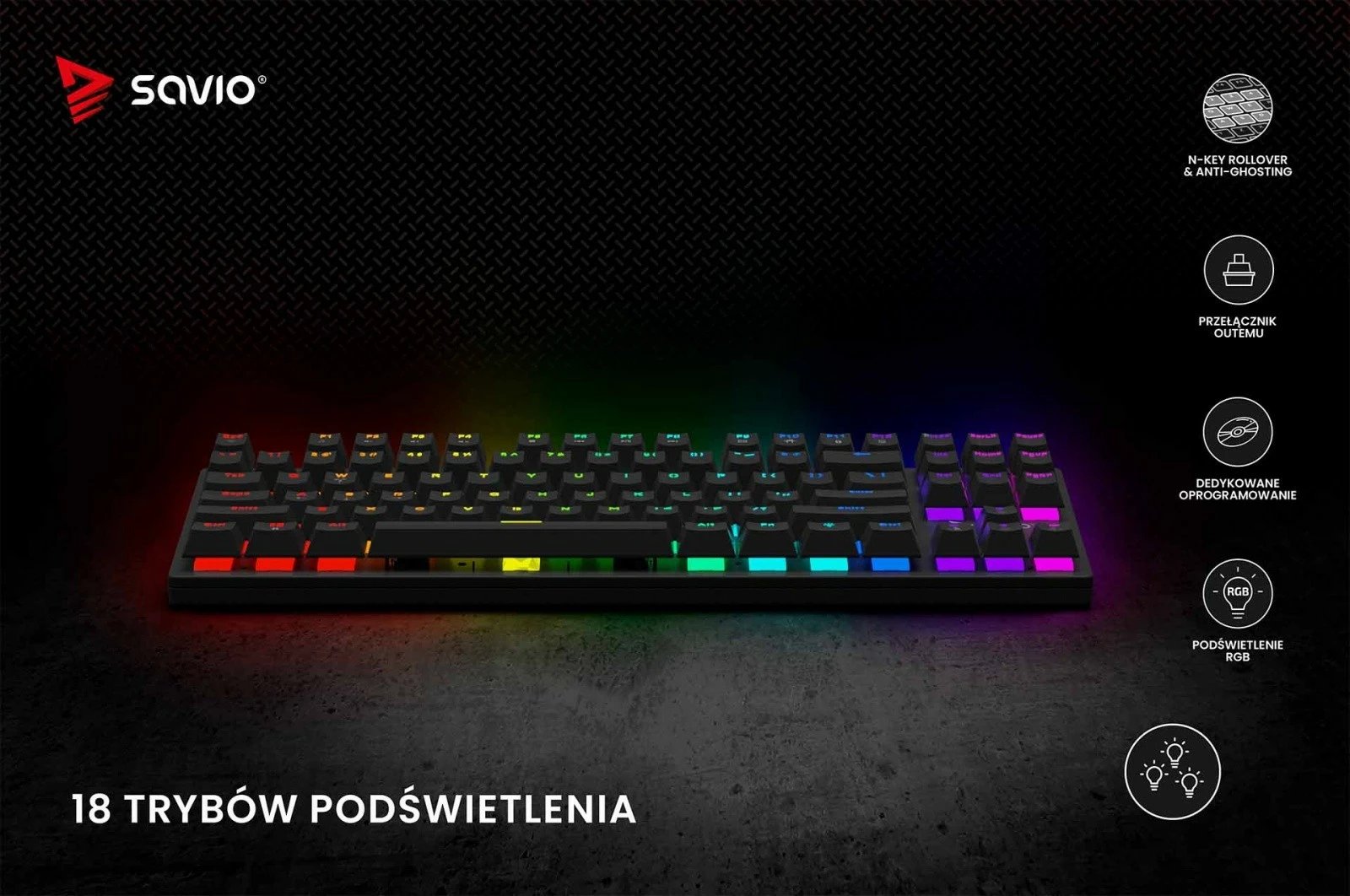 Tastierë mekanike Savio Tempest X2, Outemu Red, RGB, me kabllo, e zezë Tastierë mekanike Savio Tempest X2, Outemu Red, RGB, me kabllo, e zezë