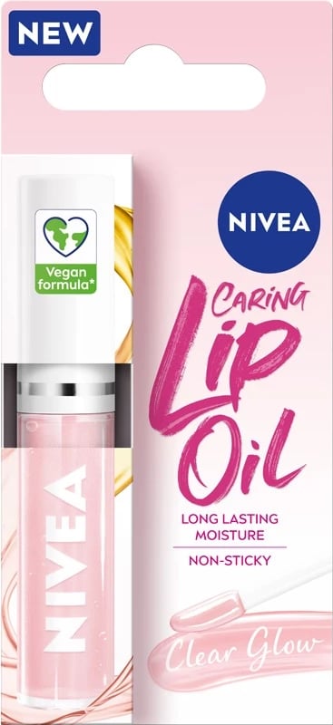 Vaj ushqyes për buzë Nivea Caring Lip Oil Clear Glow për femra, 5.5ml