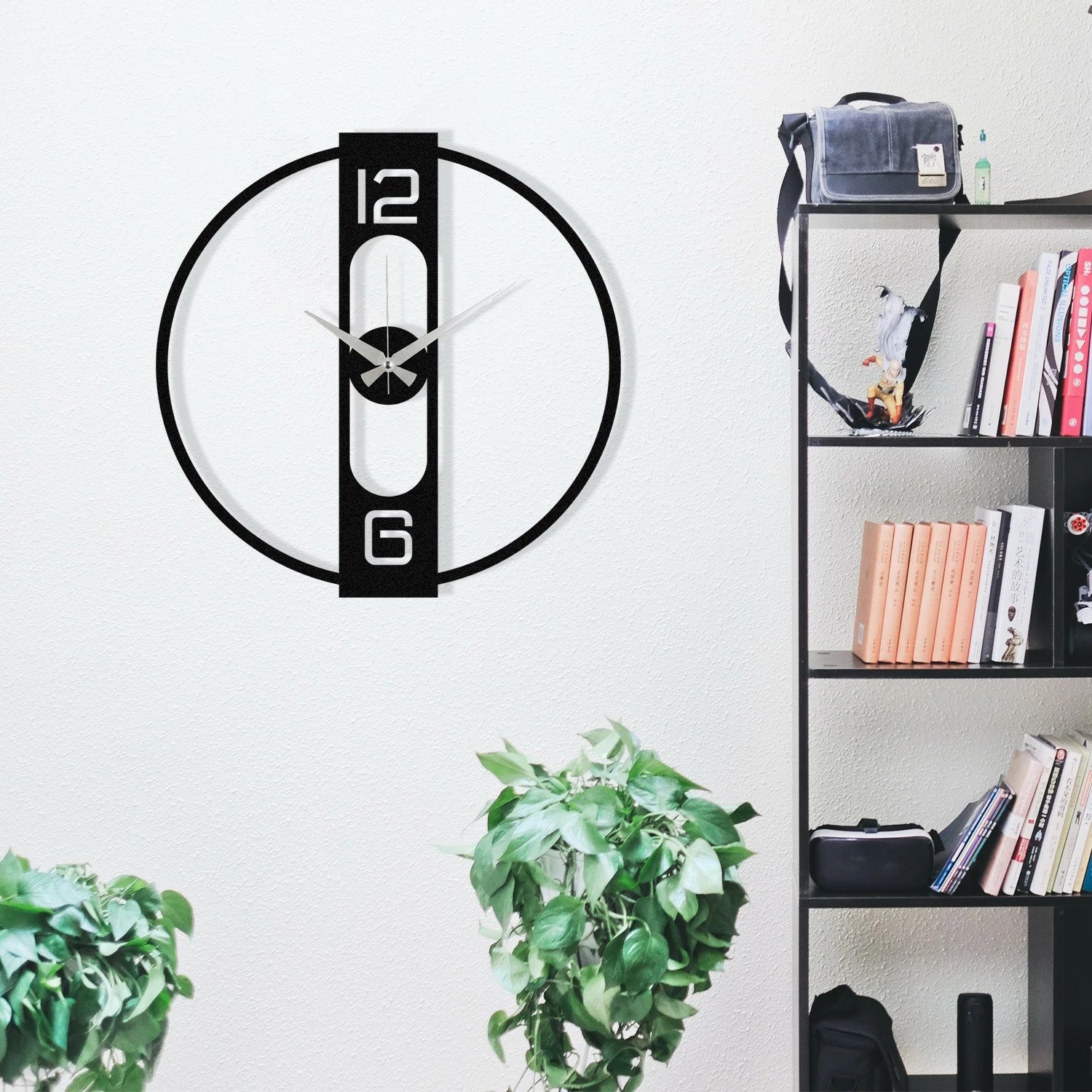 Orë muri dekorative metalike Wallity, Enzo, e zezë, 48x48cm