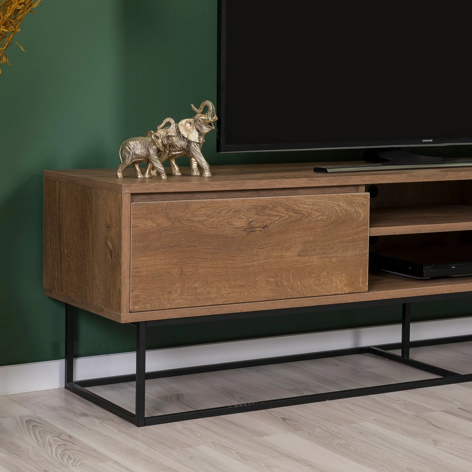 Set mobiljesh për dhomë dite, ngjyrë arrë dhe e zezë, Skye Decor, Laxus Takım 11