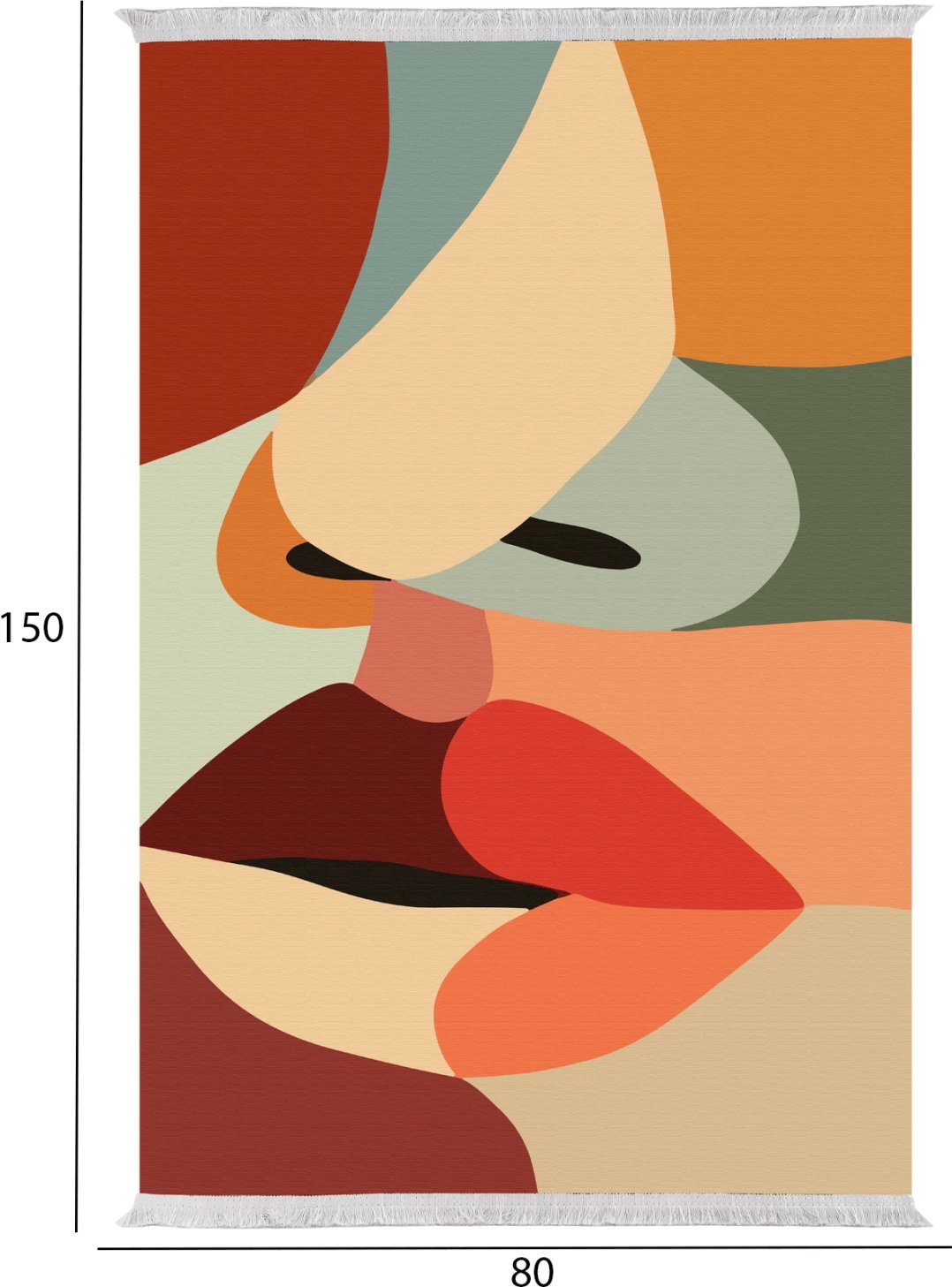 Tepih për dhomë ndeje me fransha, Josiane FH7676.47, shumëngjyrësh, 80x150 cm