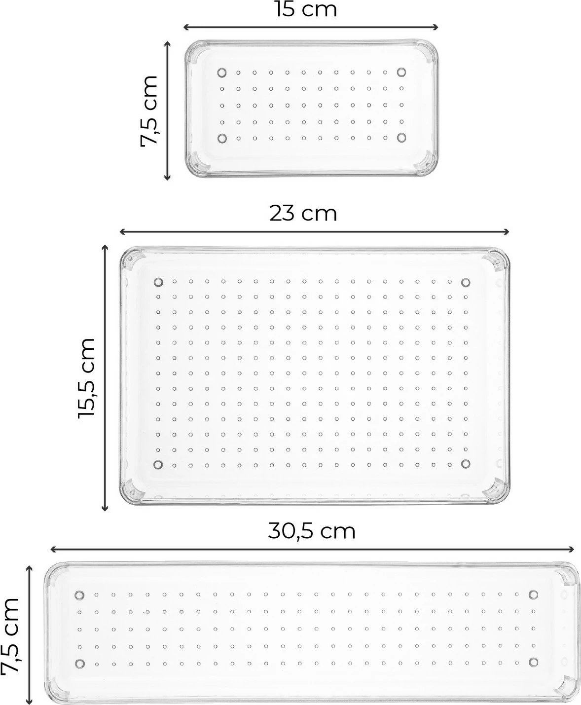 Set organizues për sirtar, transparent, 8 copë
