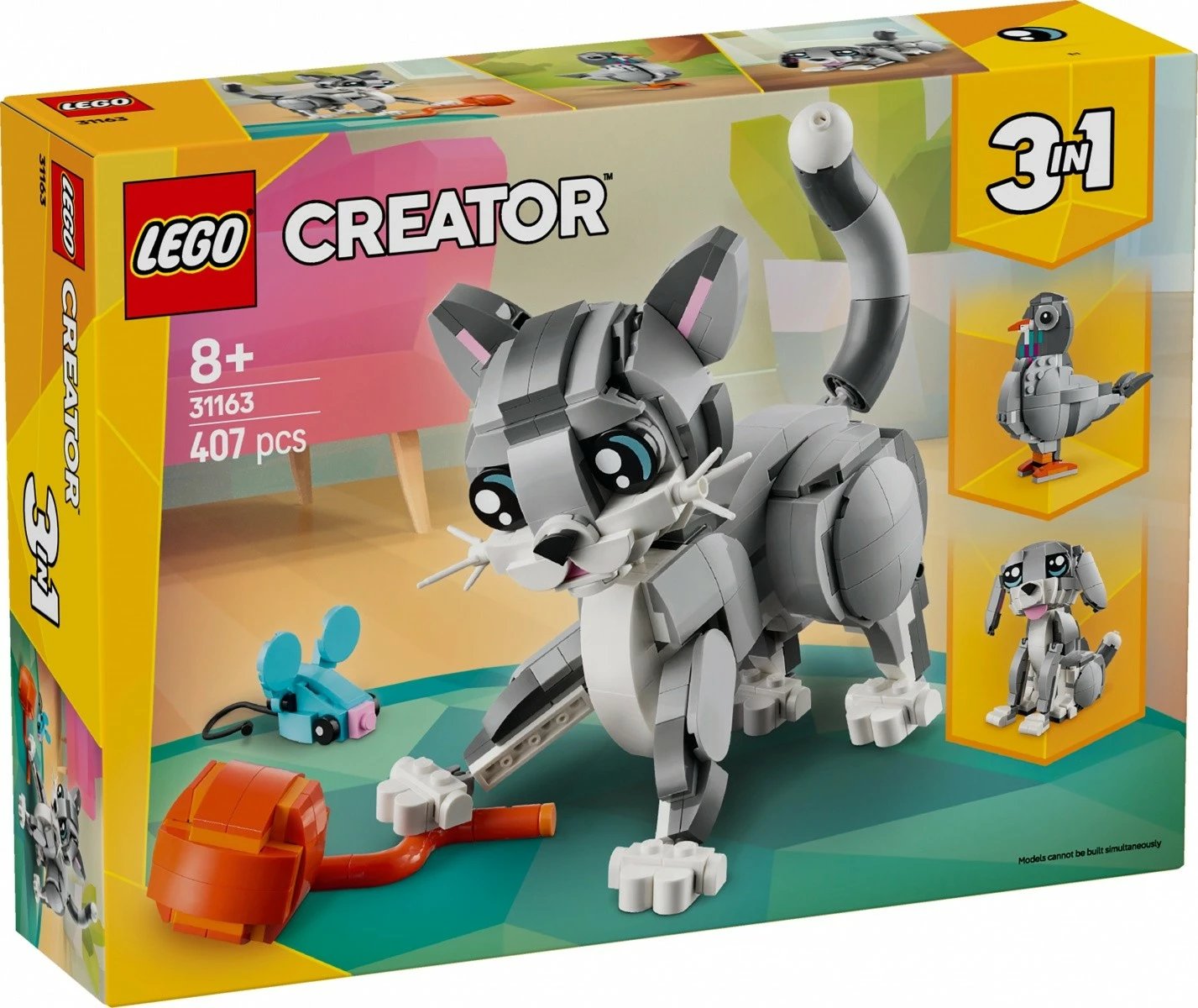 Set LEGO Creator 3-në-1, Playful Cat 31163, 407 pjesë, plastikë