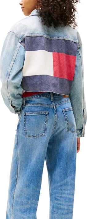 Jakne Tommy Hilfiger Jeans femra, e kaltër e çelët