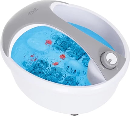 Masazhues këmbësh me ujë, Adler, AD 2177, ngrohje uji, masazh flluskash dhe vibrimi, 6 rrotulla akupresure, 5.6 L, e bardhë/gri