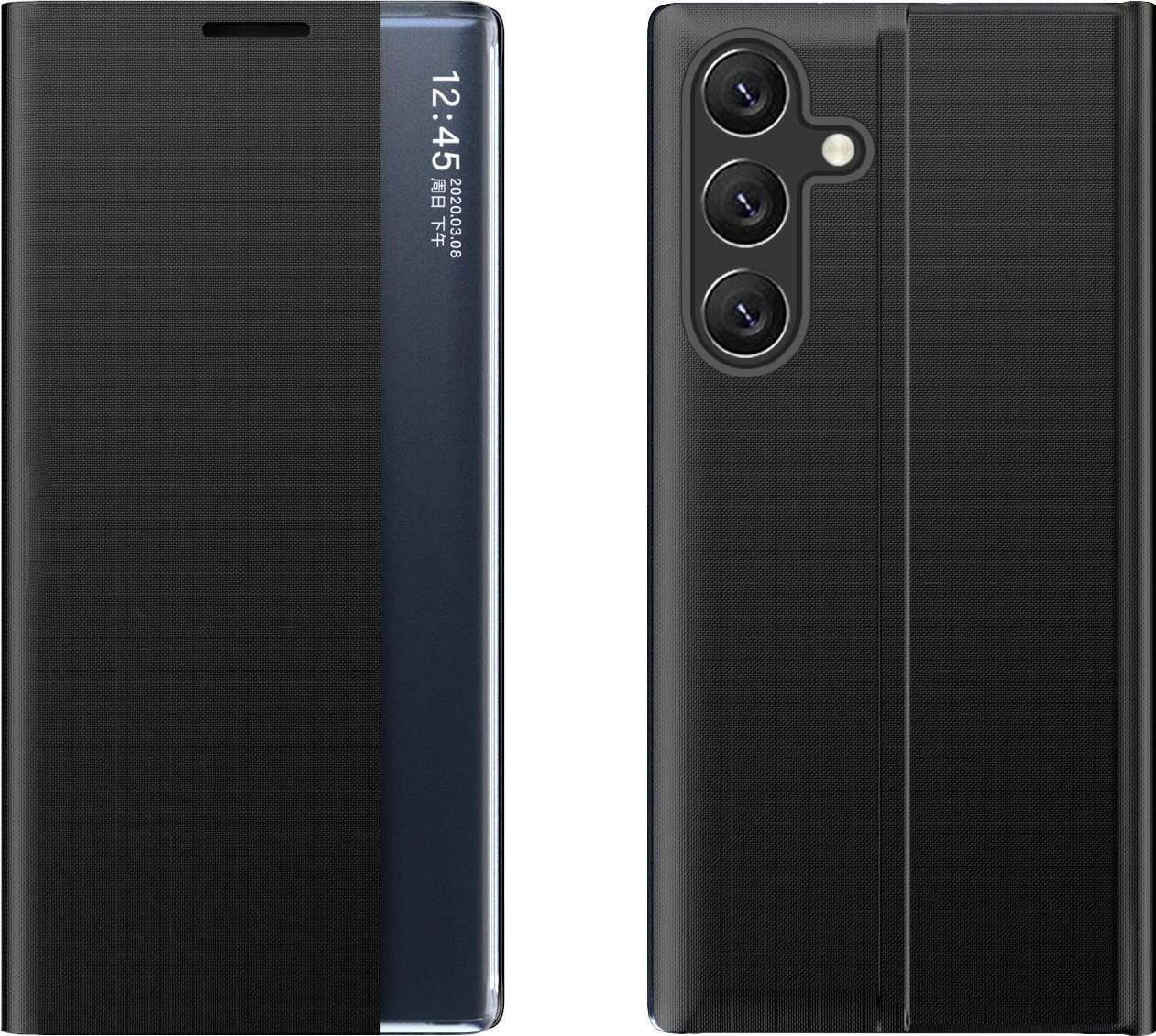 Mbështjellës Hurtel New Sleep Case për Samsung Galaxy A24 4G, me kapak dhe qëndrim, e zezë