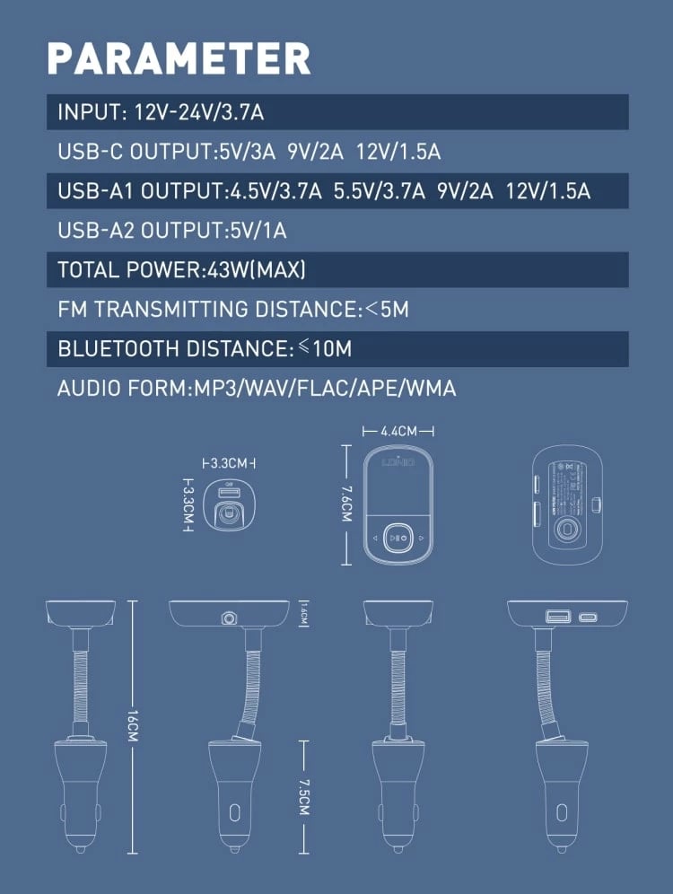 Karikues Për Veturë LDNIO C705Q (Zezë)