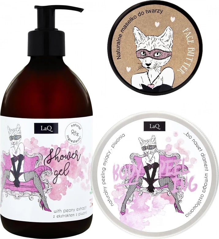 Set për trup e fytyrë LaQ Kocica Peony për femra, 3 copë Set për trup e fytyrë LaQ Kocica Peony për femra, 3 copë