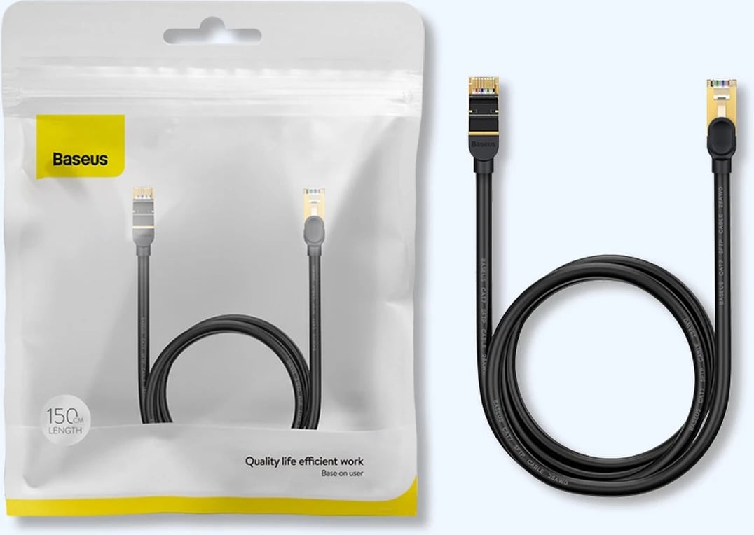 Kabllo rrjeti Baseus Speed Seven, Cat 7, RJ45, 1m, e zezë