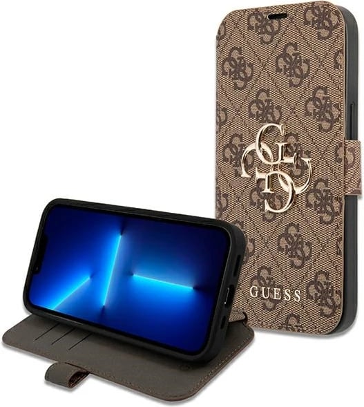 Mbështjellës Guess GUBKP13X4GMGBR për iPhone 13 Pro Max 6.7", bookcase, kafe
