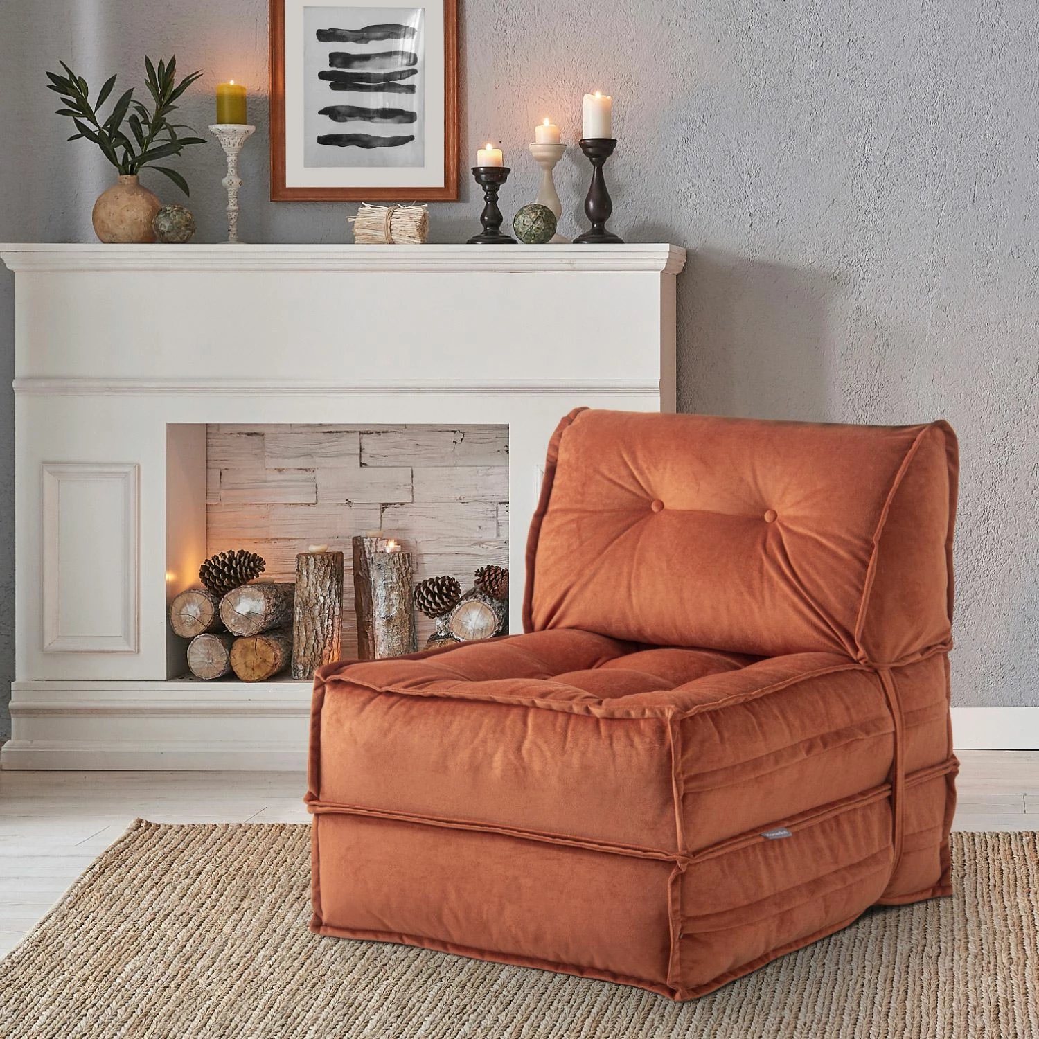 Krevat-karrige një vendësh, stof boucle ngjyrë e kuqe qeramike, Atelier del Sofa