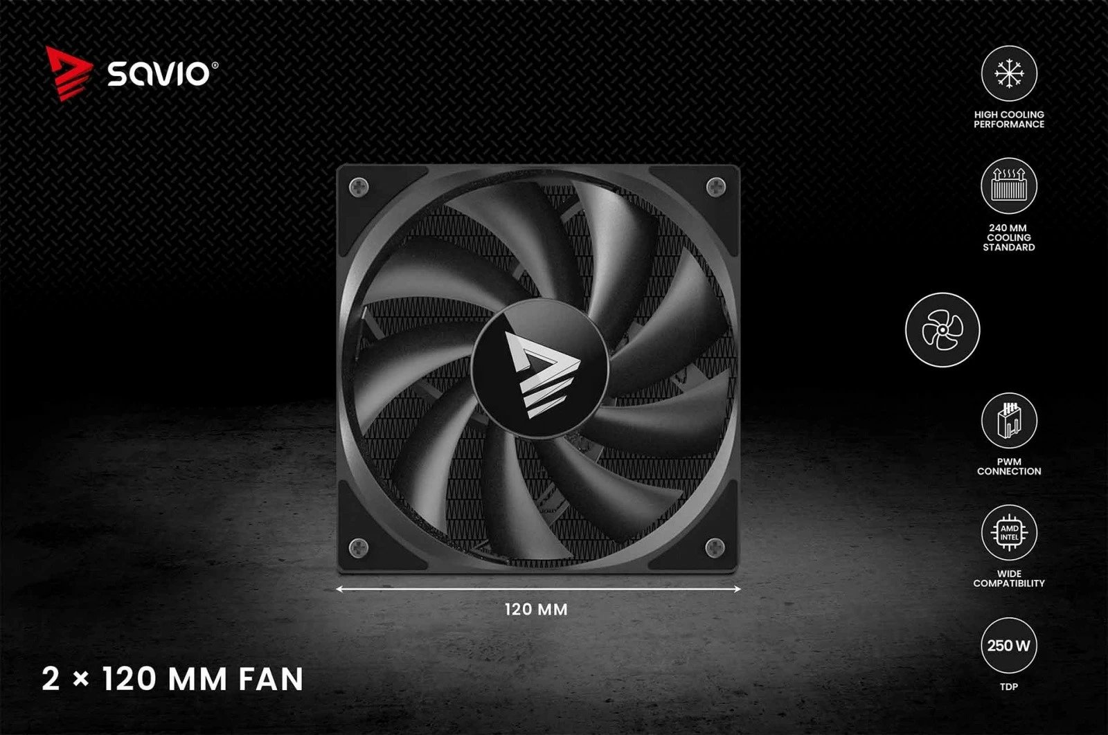 Ftohje me ujë për CPU, Savio NOX 240 mm, 2x120 mm PWM, TDP 250 W, pa ndriçim