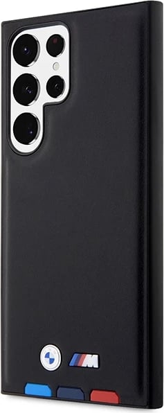Mbështjellës BMW Leather Stamp Tricolor për Samsung Galaxy S23 Ultra, i zi