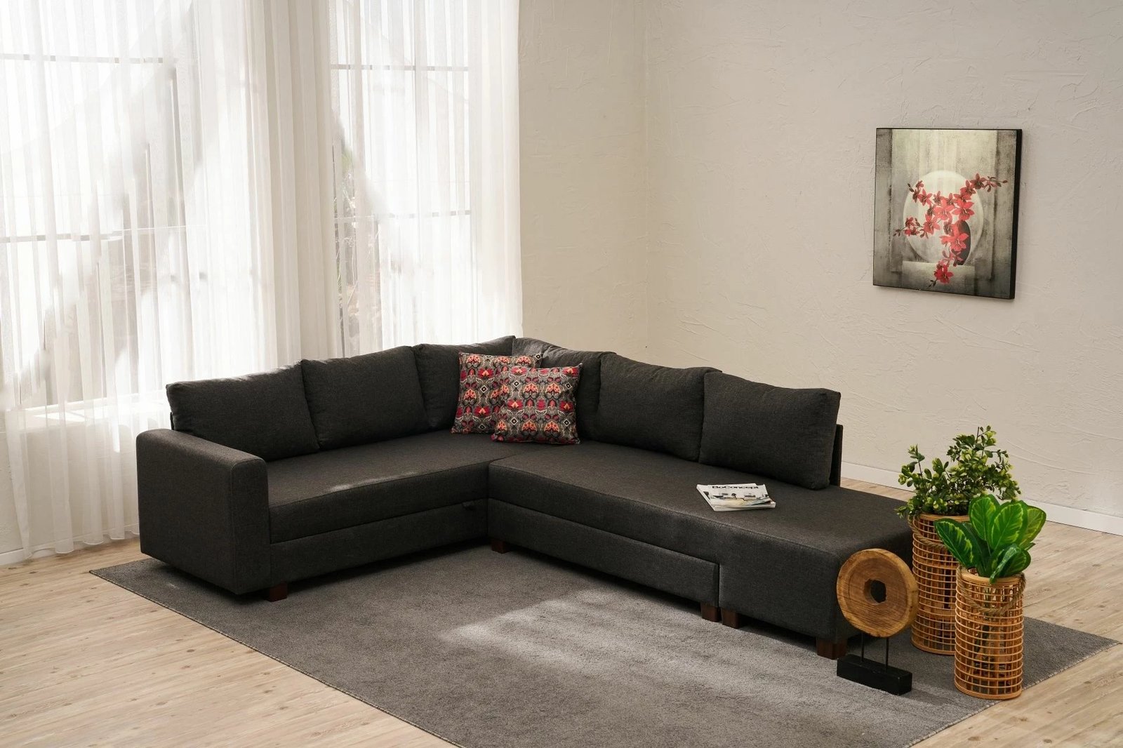 Kënd-sofë krevate Atelier del Sofa, këndi i djathtë, ngjyrë antracit