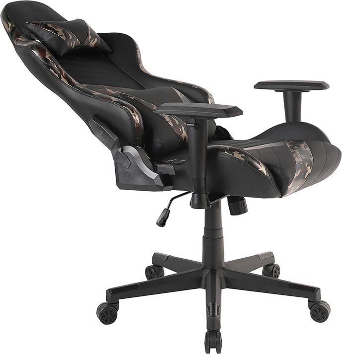 Karrige gaming për zyre, e zezë me dizajn, 50x74x137