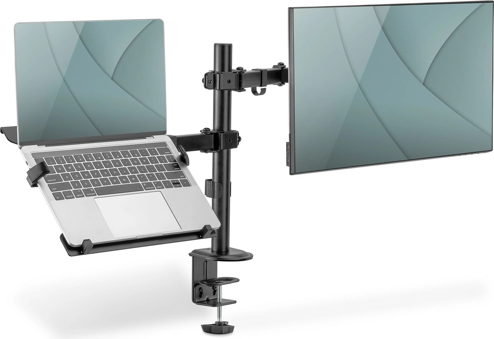 Mbajtës monitori me mbështjellës laptopi Digitus, universal, 32", kapëse tavoline, e zezë Mbajtës monitori me mbështjellës laptopi Digitus, universal, 32", kapëse tavoline, e zezë