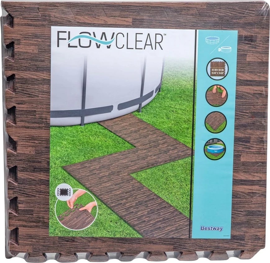 Mbrojtës dyshemeje për pishinë Bestway Flowclear, 50x50 cm, ngjyrë druri
