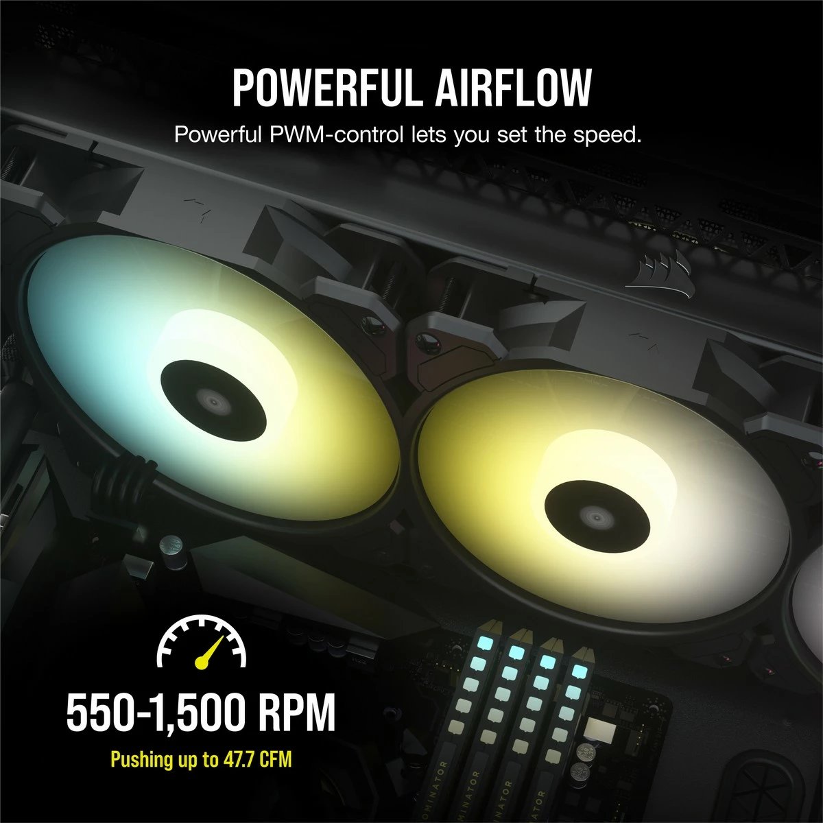 Ventilator Corsair SP120 RGB ELITE, 12 cm, 550 RPM, 1500 RPM, i zi Ventilator Corsair SP120 RGB ELITE, 12 cm, 550 RPM, 1500 RPM, i zi