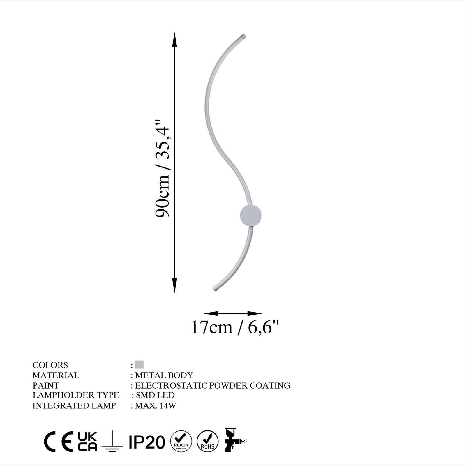 Llambë muri Opviq, Uyan - 13603, ngjyrë gri