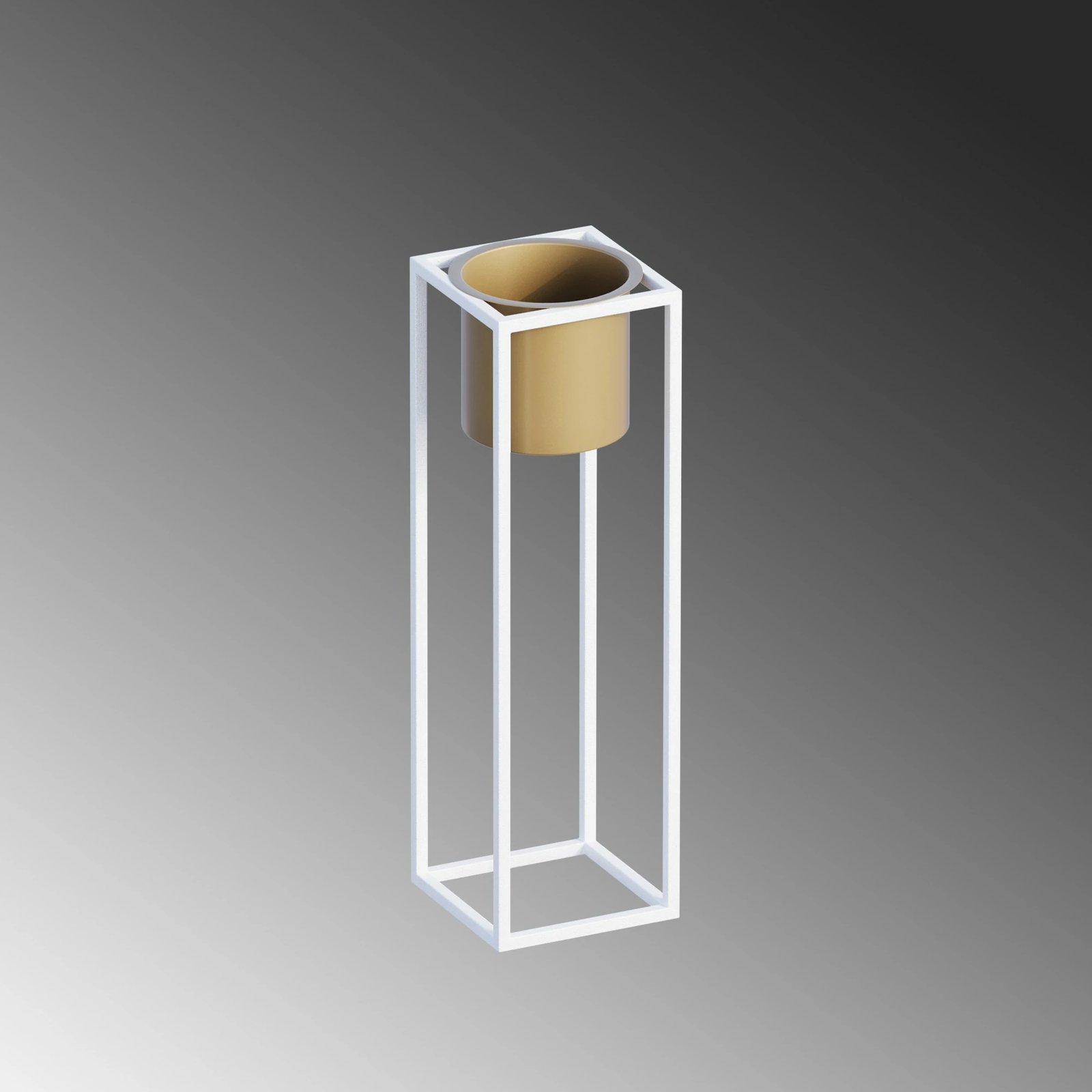 Vazo dekorative Aberto Design, GED-023-C, e bardhë dhe e artë, metal, 15x50x15cm