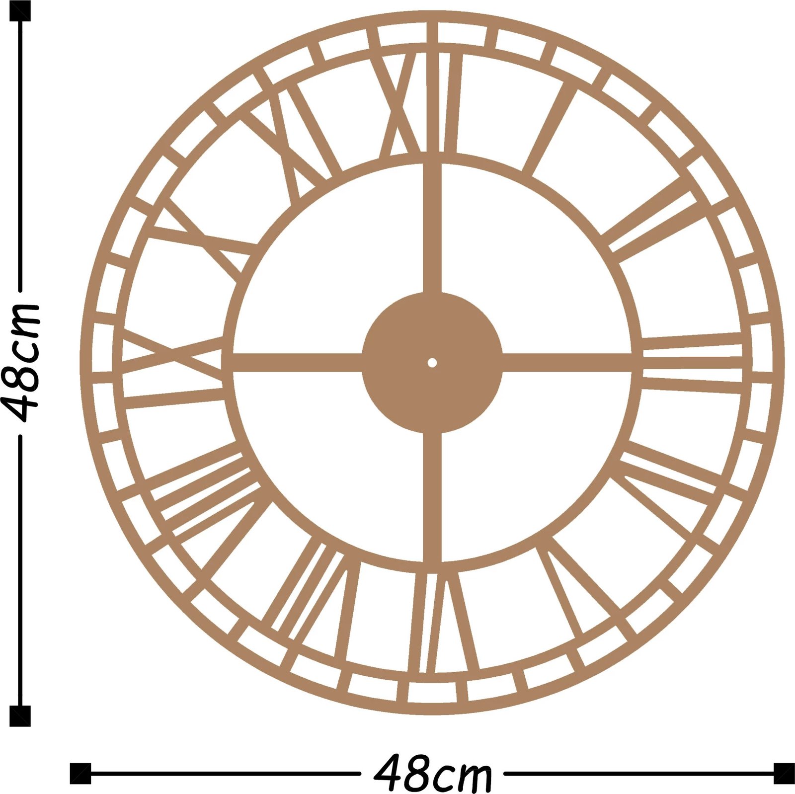 Orë muri dekorative prej metali, ngjyrë bakri, Wallity, 48x48cm