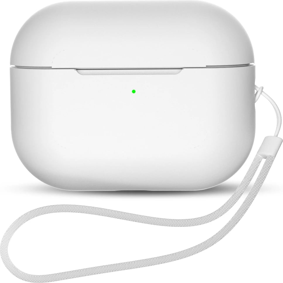 Mbështjellës silikoni Hurtel për AirPods Pro 2 / AirPods Pro, me rrip dore, Bardhë