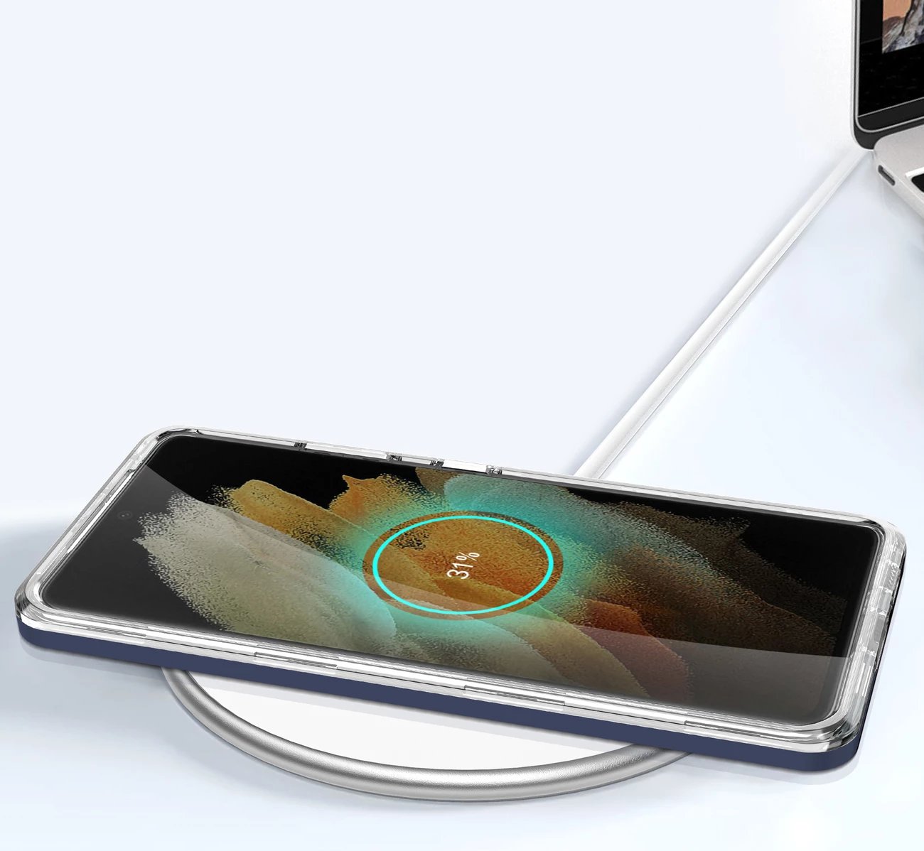 Mbështjellës Hurtel Clear 3in1 për Samsung Galaxy S23 Ultra, kornizë kaltër, transparent