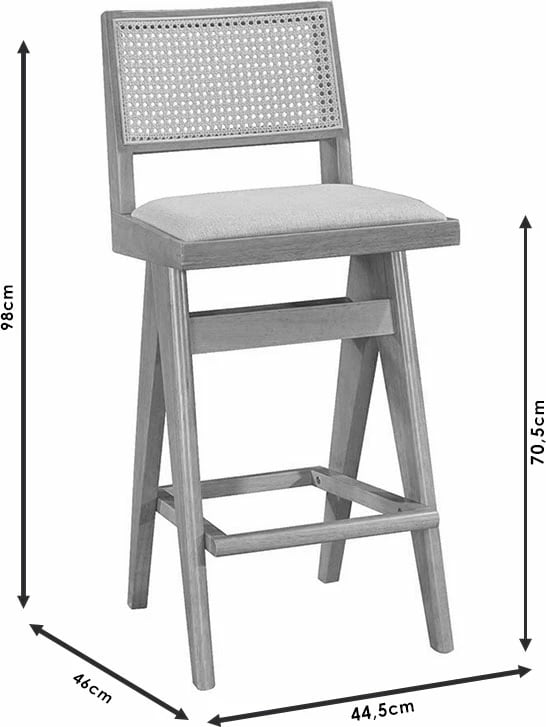 Karrige për bar Winslow, dru gome, ngjyrë arre, ratan pvc natyral, set prej 2 copë