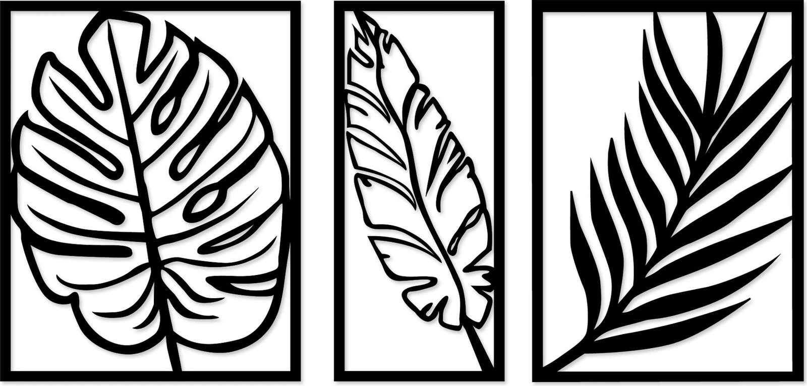 Aksesor dekorativ metalik për mur Wallity, gjethe 2, e zezë