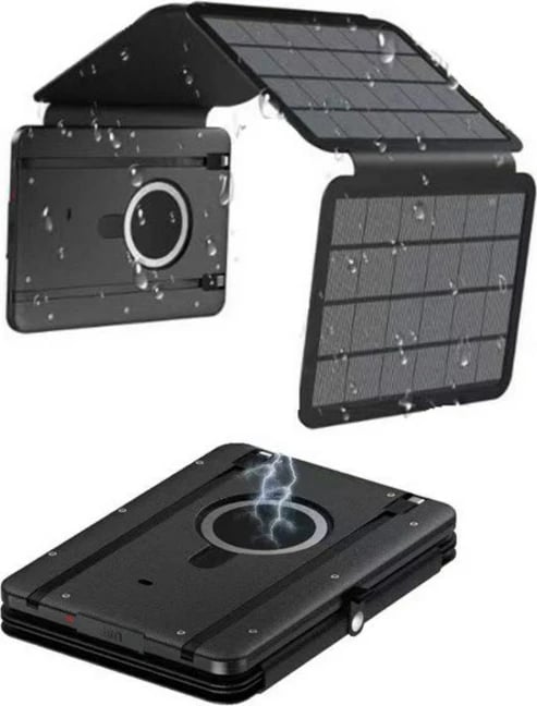 Power bank PowerNeed ES10000-4, 10000 mAh, karikim me valë, solar, i zi