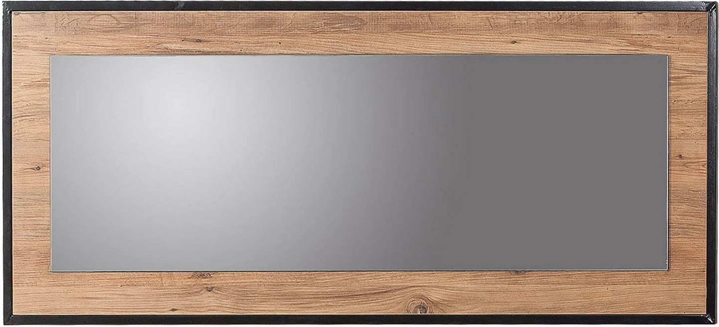 Pasqyrë dekorative nga dru i përpunuar, ngjyrë Atlantic Pine dhe e zezë, Quantum Idea 150