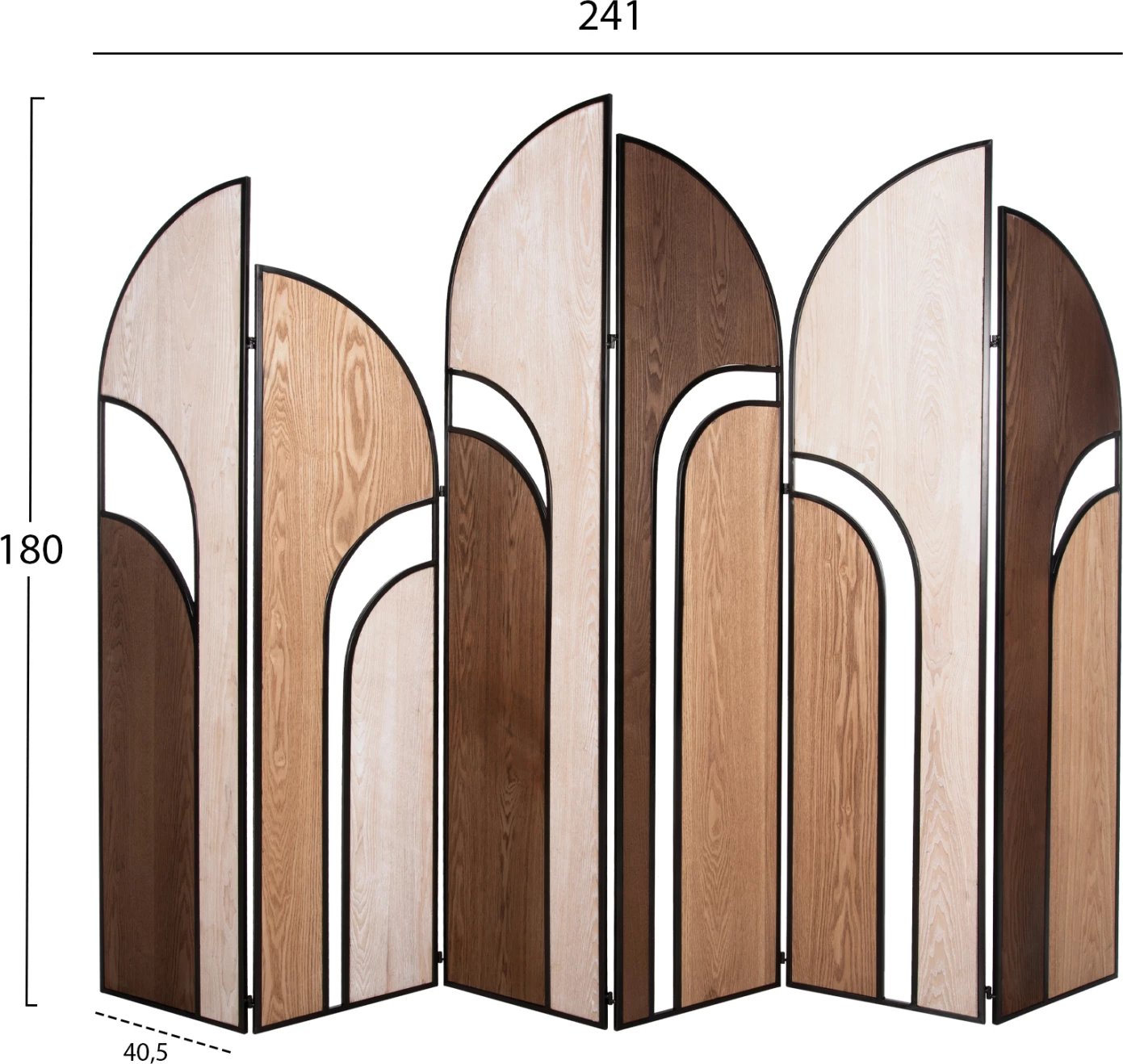 Ndalesë me 6 fletë CRYPT FH4221 MDF në 4 ngjyra-kornizë metali e zezë 241x1,5x180Hcm