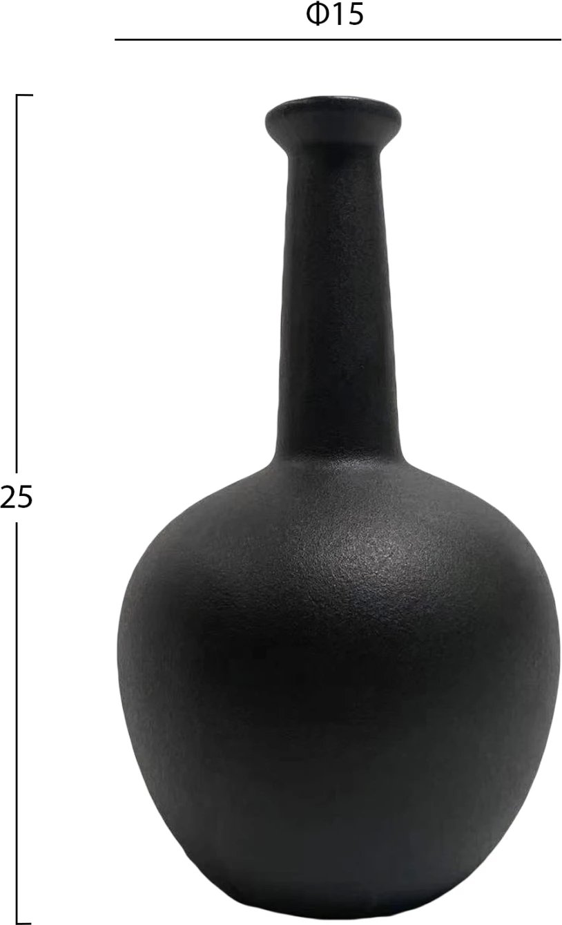 Dekor tavoline prej qeramike, ELENDIL, FH4593.02, ngjyrë e zezë matte, Φ15x25H cm