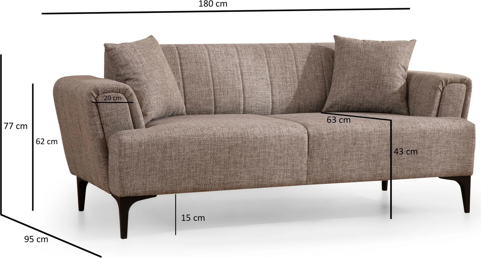 Divan dy vendësh Atelier del Sofa, Hamlet, ngjyrë kafe e çelët