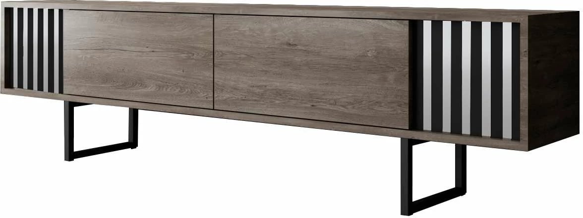 Komodë TV Hanah Home, Chrome Line, ngjyrë arre, e zezë