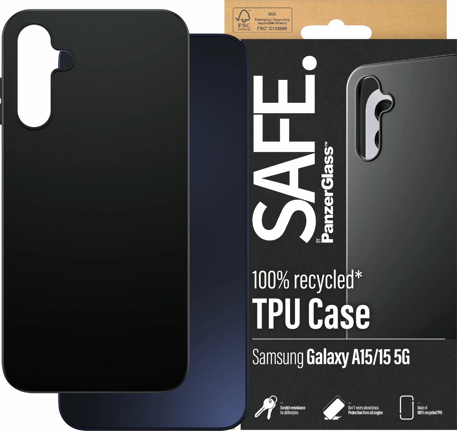Mbështjellës PanzerGlass Samsung A15/A15 5G, i zi