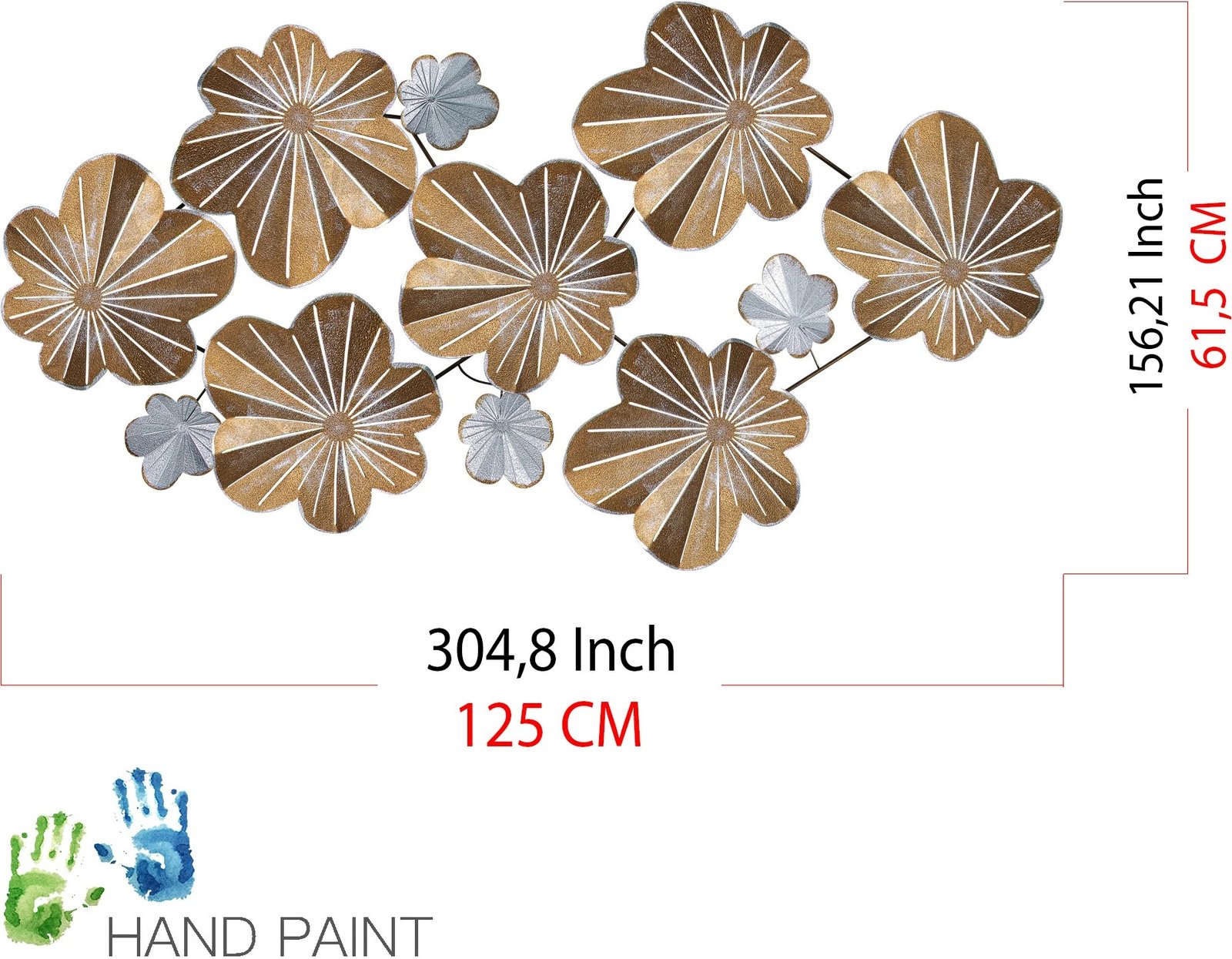 Aksesor dekorativ muri prej metali Wallity, Kadem 2, shumëngjyrësh, 125x14x61.5cm