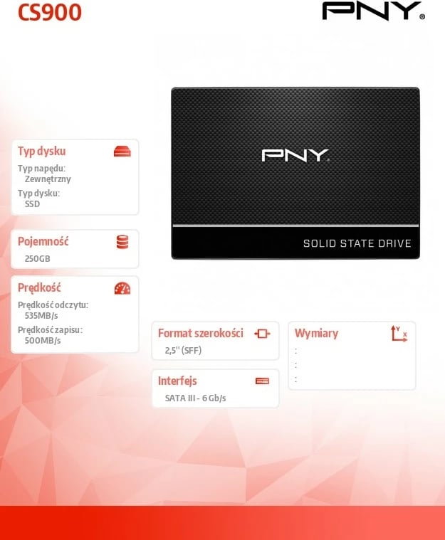 SSD PNY CS900, 250GB, 2.5", SATA III, i zi