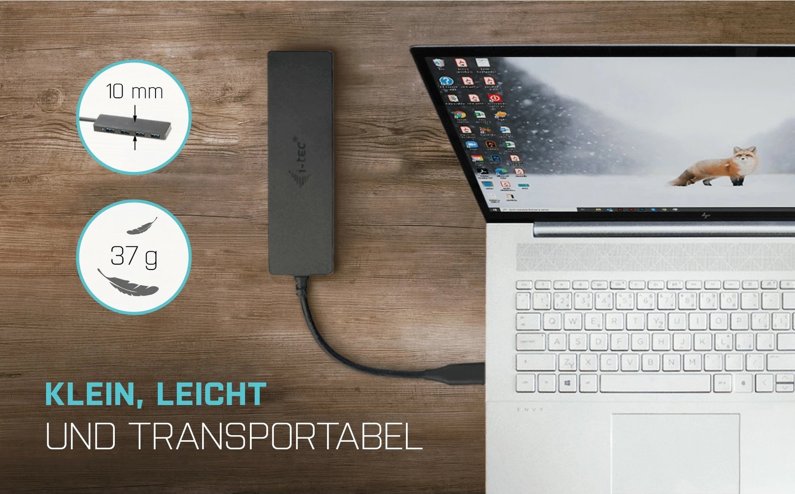 HUB USB-C I-Tec Advance, 4 porta, 5000 Mbit/s, e zezë
