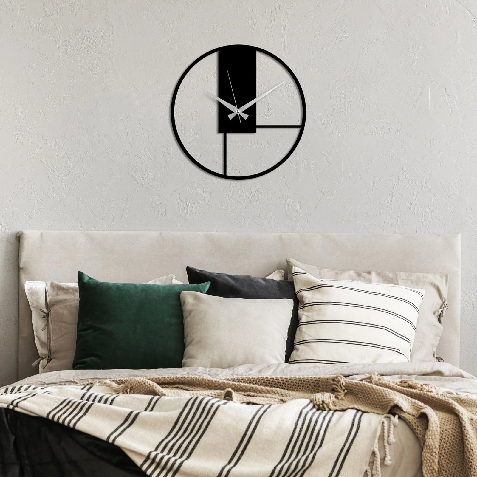 Orë muri dekorative metalike Wallity, Fora, e zezë, 49x49cm