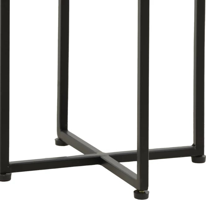 Tavolinë anësore Miles II, dru akacie i fortë, ngjyrë natyrale, këmbë metalike të zeza, 29x29x54cm