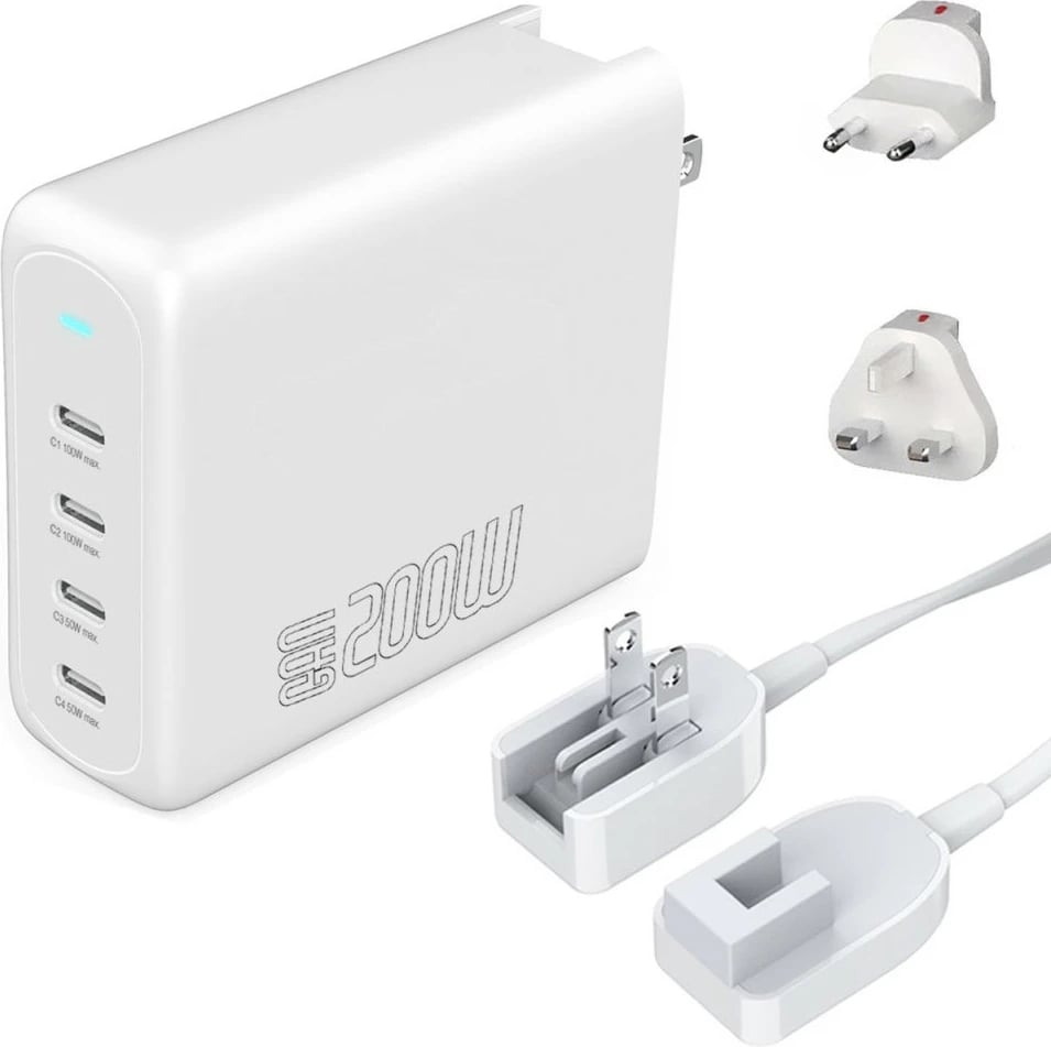 Karikues 4smarts GaN Flex Pro 200W, 4 USB-C, i bardhë