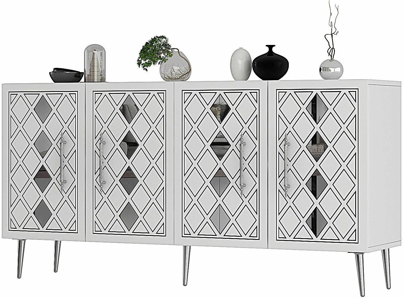 Konsol Skye Decor, Dome KB150, e bardhë, argjend