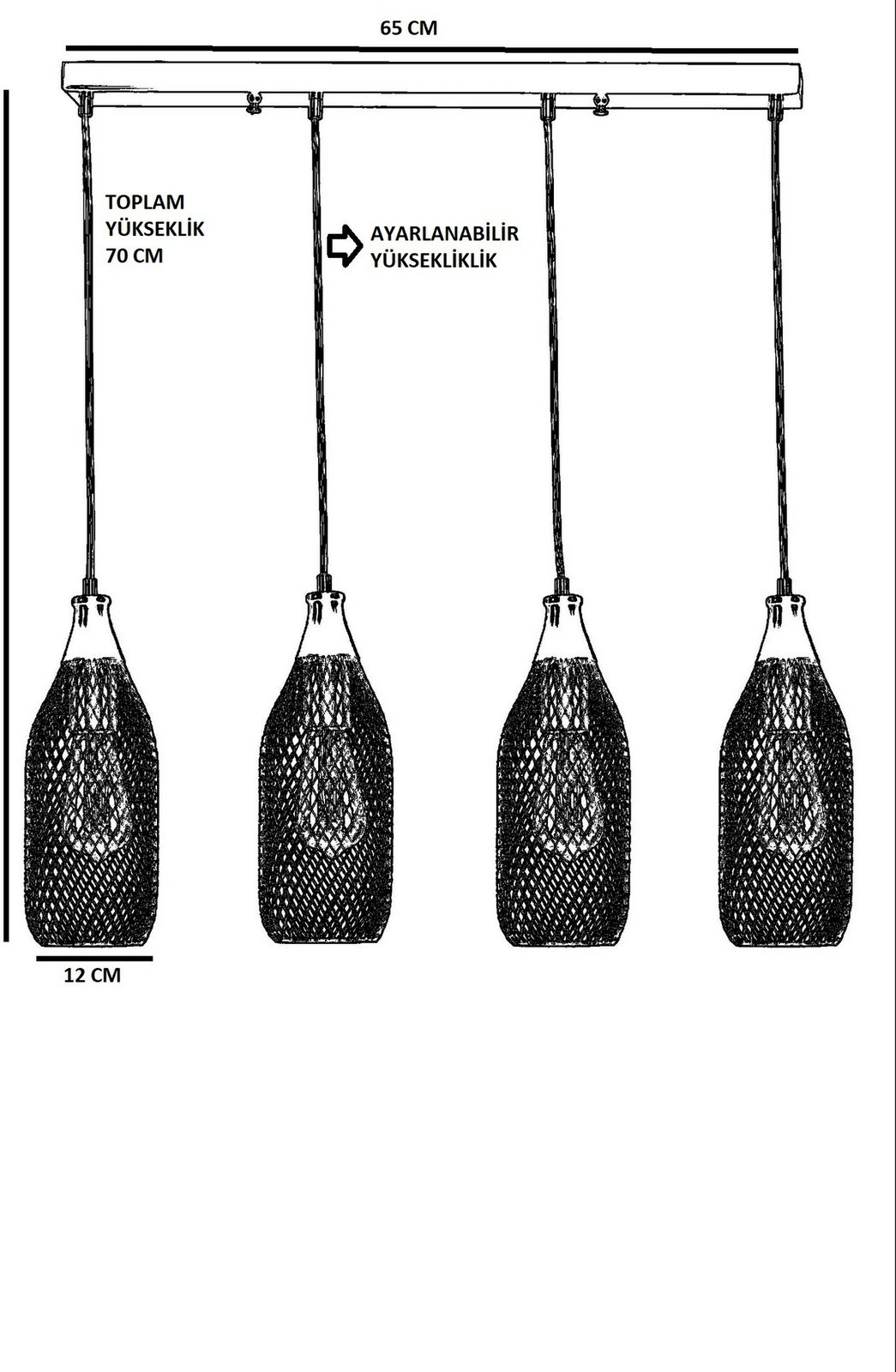 Llambë tavani Opviq Rio, 4 vendesh, e zezë