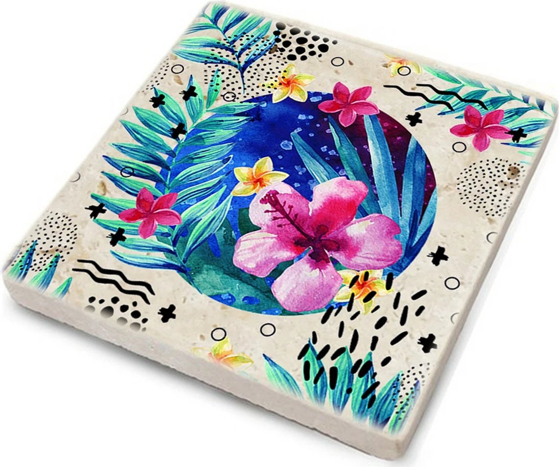 Set 4 copë mbajtëse gotash prej guri natyral, shumëngjyrëshe, Hermia, TBA615300041